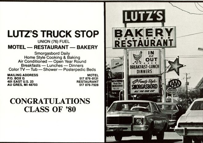 Lutzs Truck Stop and Motel (Brissettes Restaurant) - Tawas High School Yearbook 1980 (newer photo)